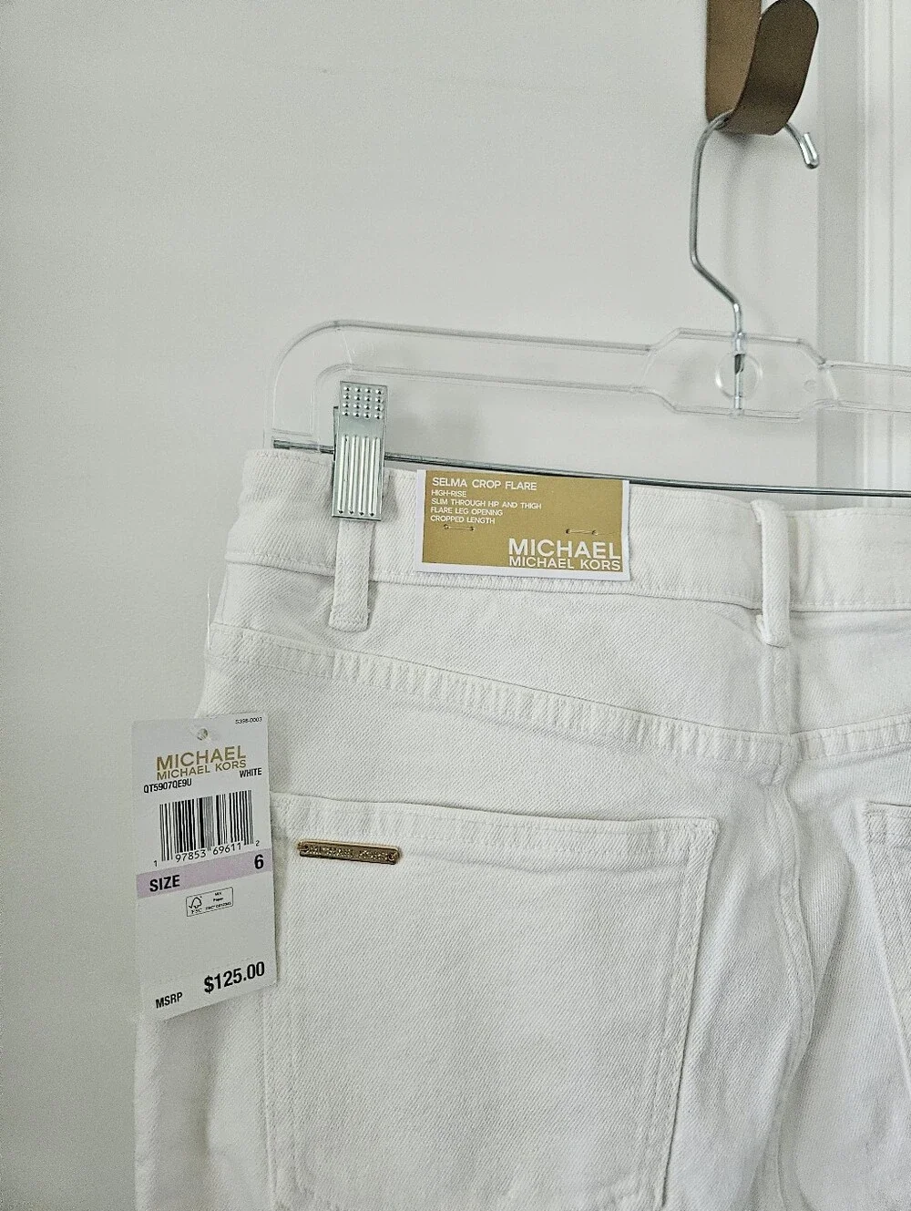 Nwt $125 Michael Kors White Selma Flared Jeams Size 6,  25